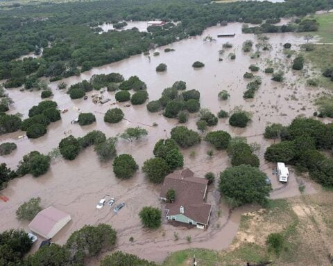 Flooding of the Guadalupe River near Kerrville, Texas in 2025.