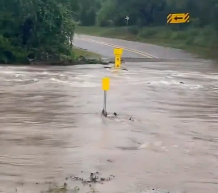 Flood water crossing low water crossings is extremely dangerous. Photo Source- @TXGLO (X)