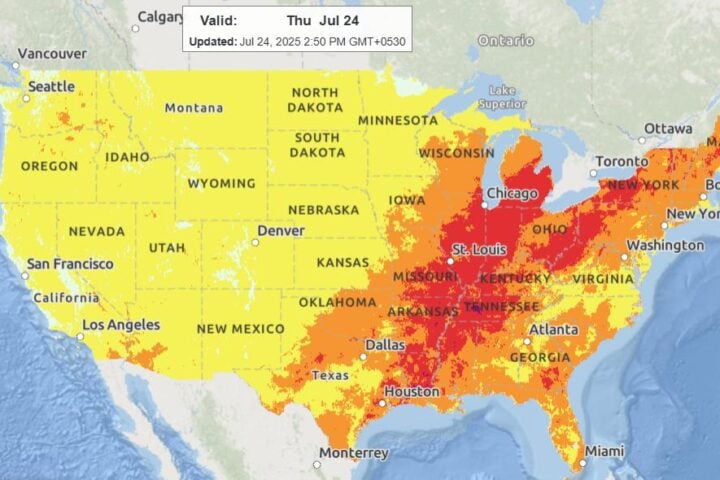 heat wave in US mid-south east