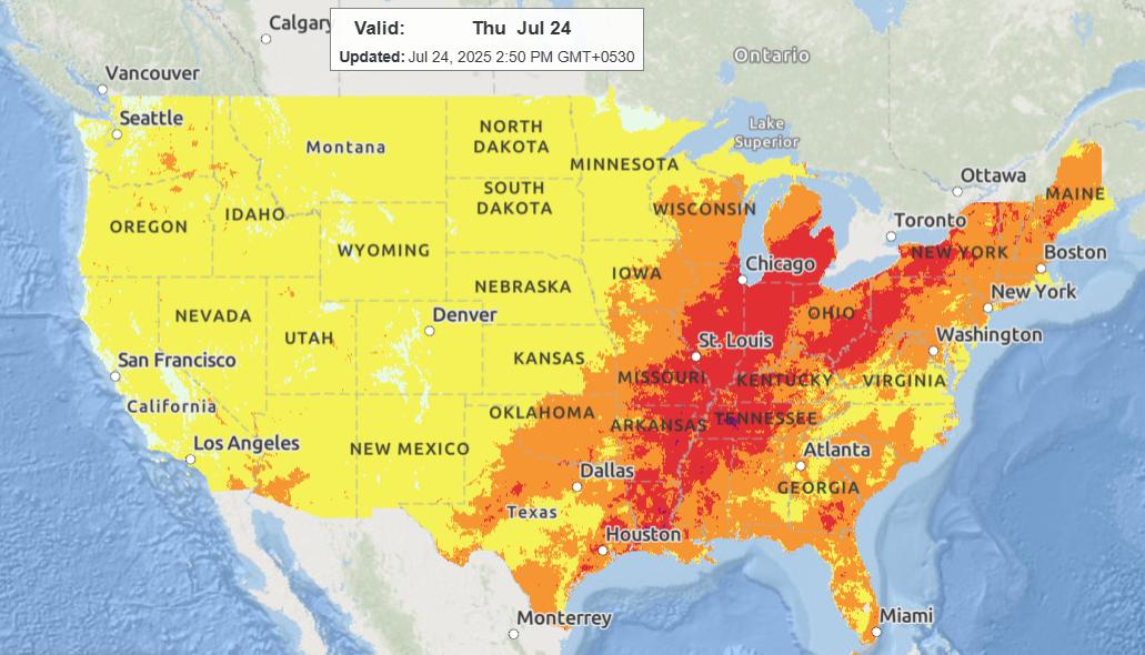 heat wave in US mid-south east