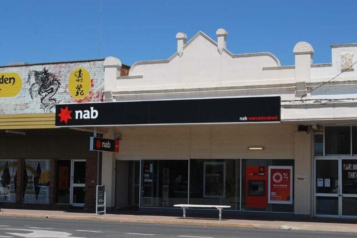 NAB bank branch building on a main street in Warracknabeal, Victoria.