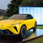 Acura RSX Prototype displayed at Monterey Car Week in Propulsion Yellow Pearl, marking the debut of ASIMO OS and Acura’s first in‑house EV platform