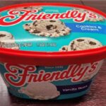 Close-up of a 48-oz Friendly’s Vanilla Bean ice cream tub shown with a Cookies & Cream lid from the FDA recall notice.