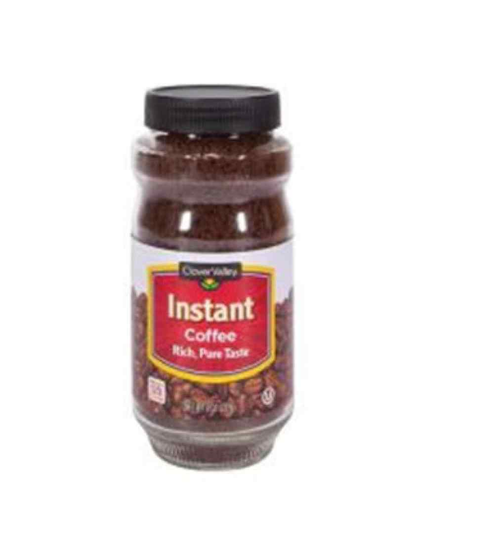 Recall notice urges shoppers to review specific lot numbers of Clover Valley Instant Coffee sold in 48 states due to potential glass contamination.