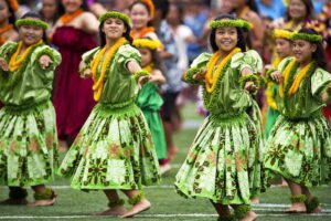 Young women in Hawaii performing traditional hula, used as a symbolic representation in a feature on WalletHub’s 2025 U.S. women’s equality rankings.