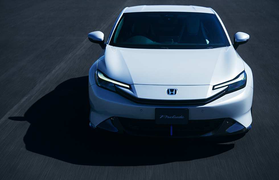 Honda Prelude hybrid coupe (2025 model) promotional image, non-driving publicity shot.