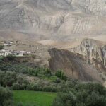Mane Kogma village perched on steep, landslide-prone slopes in Spiti, Himachal Pradesh