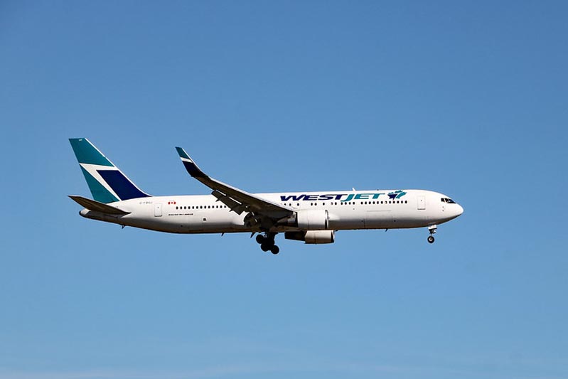 WestJet aircraft in flight representing the airline’s international route expansion strategy and Canadian connectivity to Mexican destinations.
