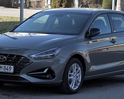 Hyundai i30 PD hatchback in Böblingen, photographed in 2021, affected by Australian recall over fuel pump impeller defect.