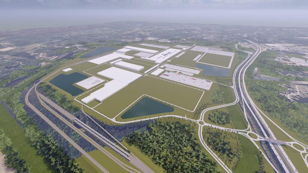 Conceptual view of Scout Motors Supplier Park site in Blythewood, South Carolina, highlighting large-scale construction for EV supply chain expansion.
