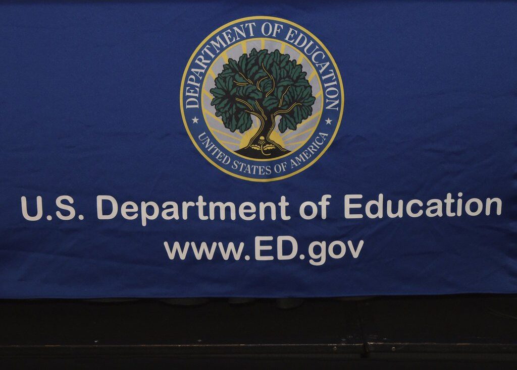 U.S. Department of Education logo and website displayed on a blue backdrop with the text "www.ED.gov"