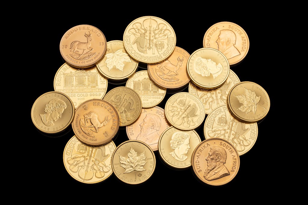 Canadian dollar coins (Loonie) on a black surface