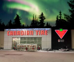 Canadian Tire Yellowknife storefront with the red triangle logo on the building exterior.