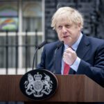Boris Johnson speaking outside 10 Downing Street on 27 April 2020