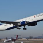 Delta Air Lines Boeing 767-300ER taking off at Stuttgart Airport in 2011