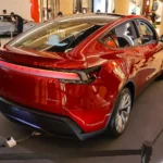 Tesla Model Y rear view display in Singapore showing the now affordable variant.