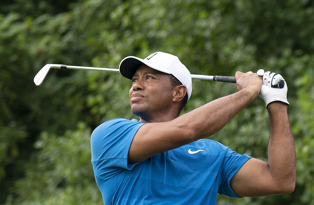 Tiger Woods during a tournament, close-up shot