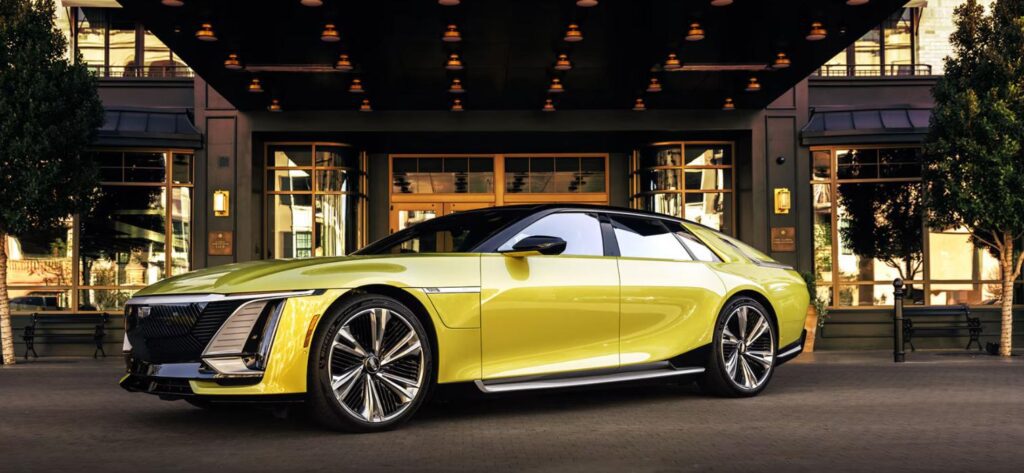 Cadillac Celestiq interior and digital dashboard display in studio lighting

