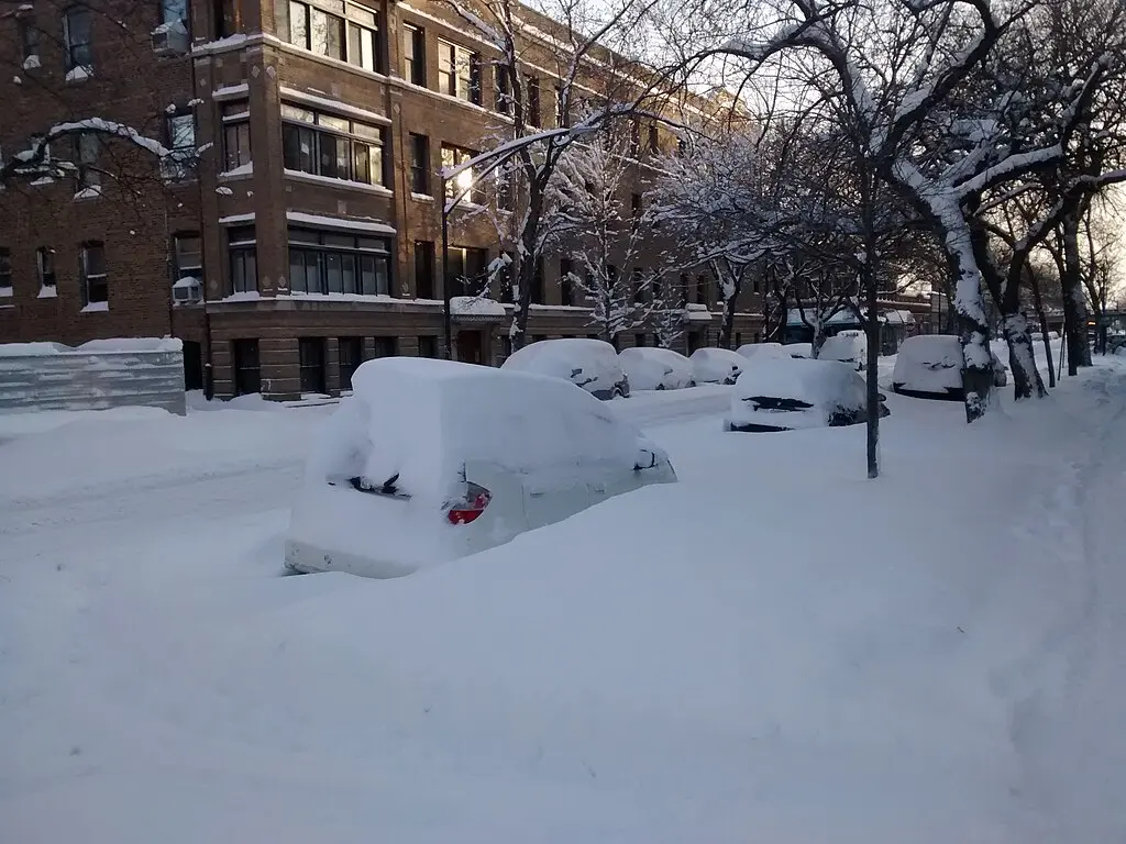 Chicago covered with snow on February 2, 2015, due to Winter Storm Linus