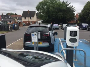 EV charging point at Weavers Court, Diss