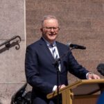 Anthony Albanese speaking at the National Press Club announcing Australia fuel tax cuts and petrol price relief measures