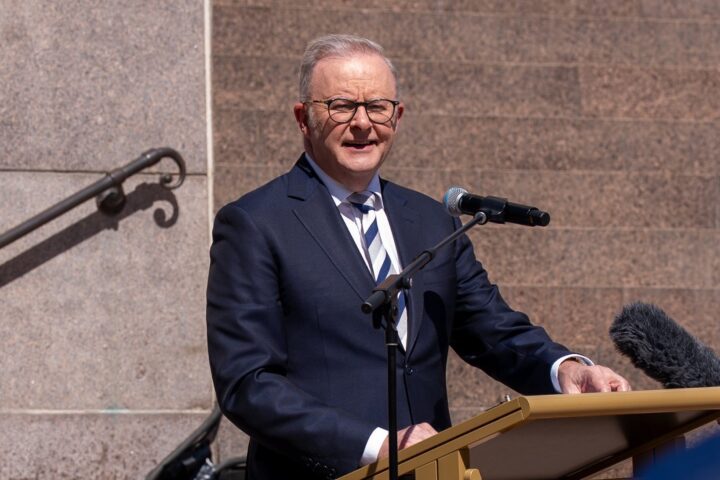 Anthony Albanese speaking at the National Press Club announcing Australia fuel tax cuts and petrol price relief measures