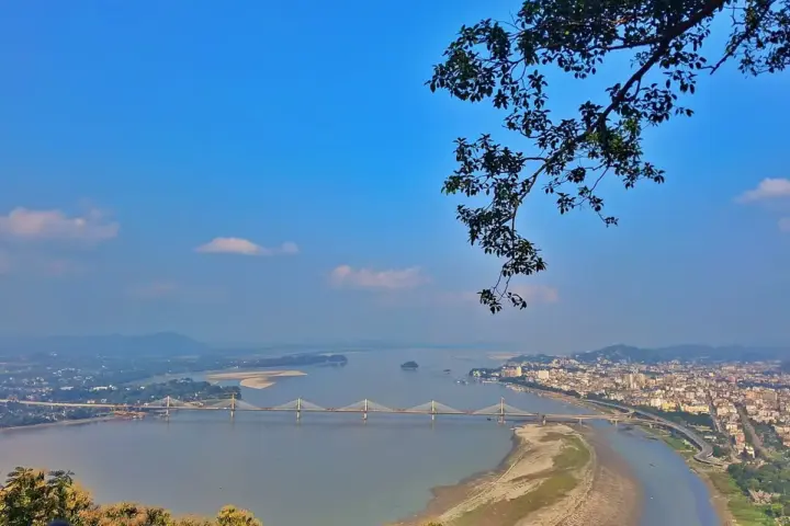 Panoramic view of Guwahati, Assam, India from Nilachal Hill.