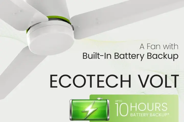 Orient Electric Ecotech Volt ceiling fan with built-in battery backup