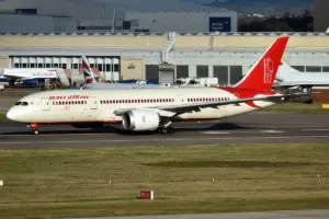 Air India Boeing 787-8 Dreamliner parked on the airfield.