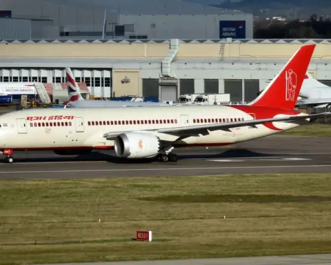 Air India Boeing 787-8 Dreamliner parked on the airfield.