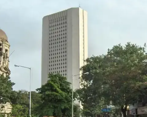Reserve Bank of India headquarters tower in Mumbai, India.