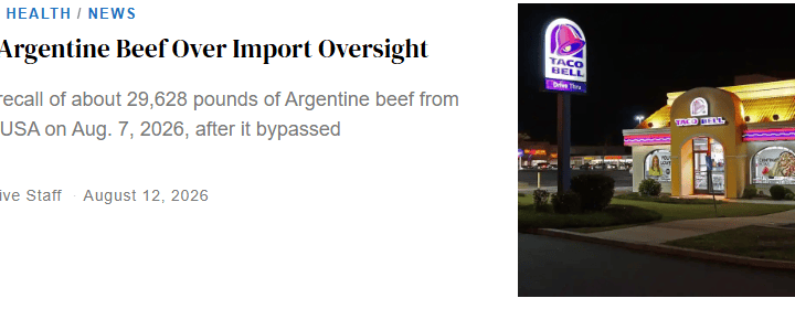 Food-safety context for a beef import recall after bypassed reinspection
