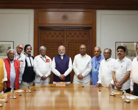 Prime Minister Narendra Modi meeting with members of the Joint Consultative Machinery for Central Government employees