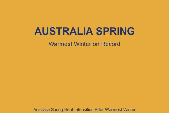 Australia continent map with temperature anomaly overlay and sun icon