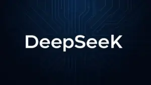 DeepSeek V4 Pro AI model logo with circuit board background pattern