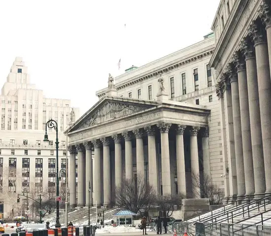Manhattan Federal Courthouse building exterior in New York City