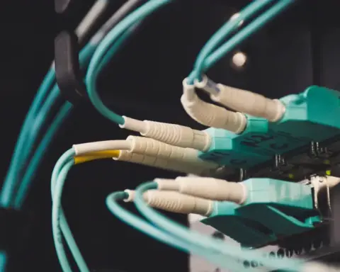 Fiber optic cables on utility pole