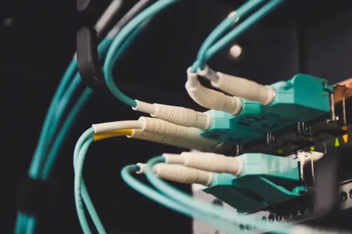 Fiber optic cables on utility pole