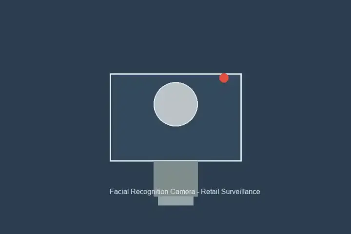 AI visualization of surveillance camera representing facial recognition technology in retail