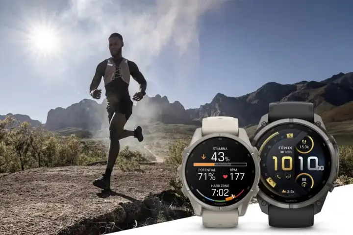 Garmin Fenix 9 GPS smartwatch showing its display and rugged case.