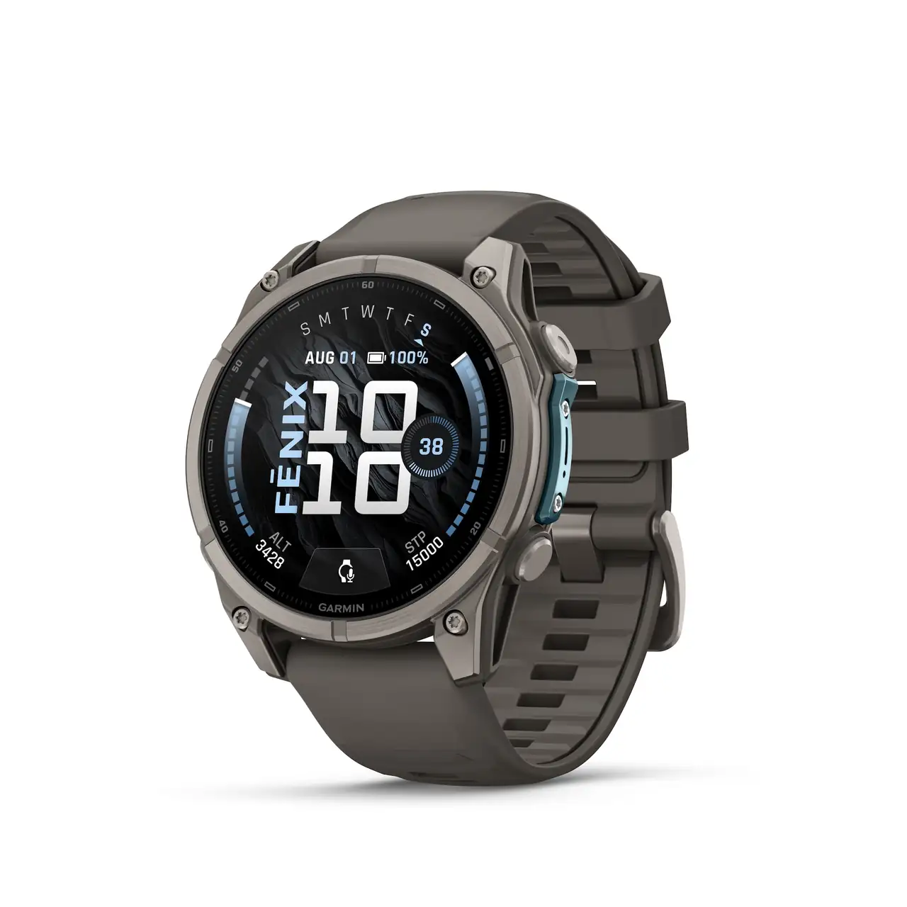 Garmin Fenix 9 smartwatch worn on a wrist, displaying fitness and navigation data.