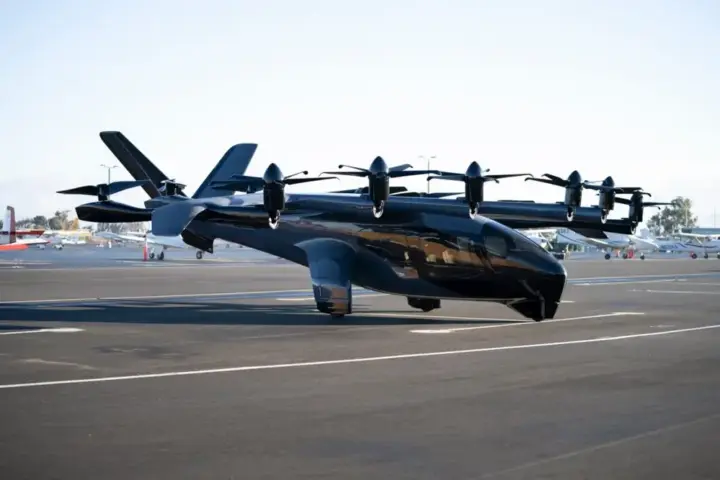 Modern electric aircraft on airport tarmac representing aviation industry and air traffic control operations
