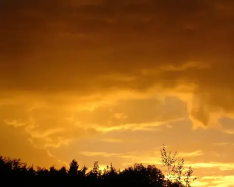 Dark thunderstorm clouds gathering before a storm