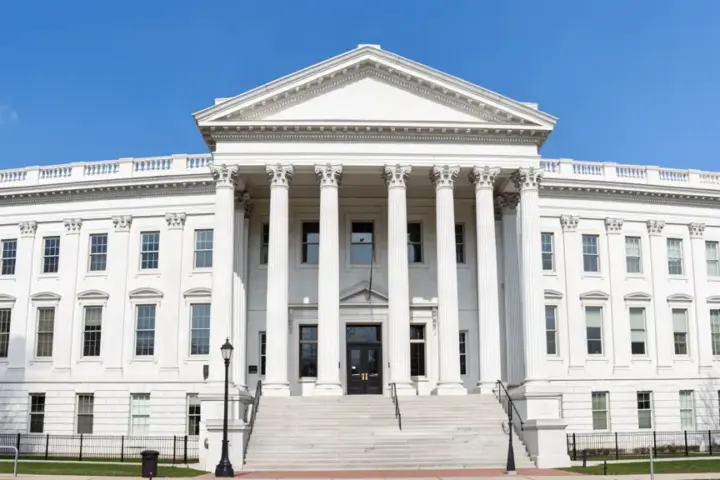 Classical neoclassical federal courthouse building exterior