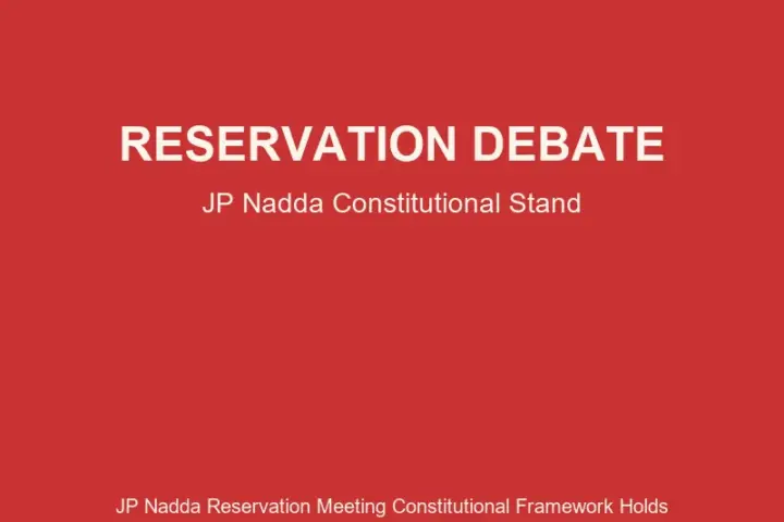 Indian Parliament building with national flag and reservation symbolism