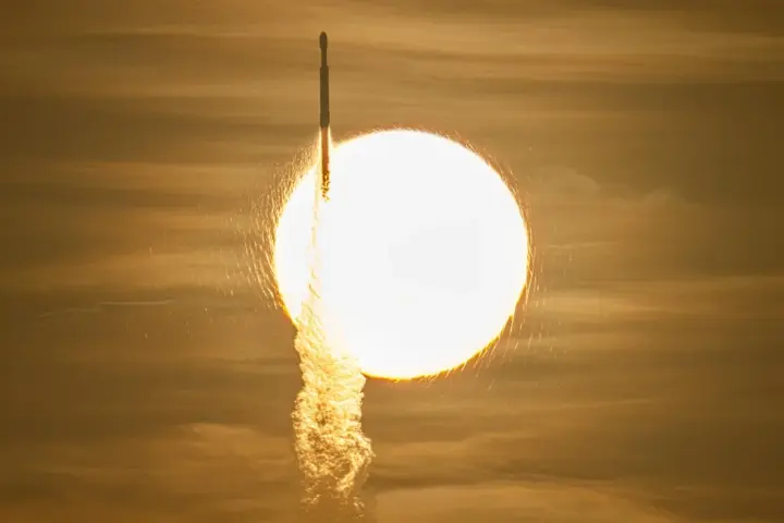 NASA John Kraus SpaceX Falcon Heavy rocket transiting sun during Roman Telescope launch Aug 30 2026