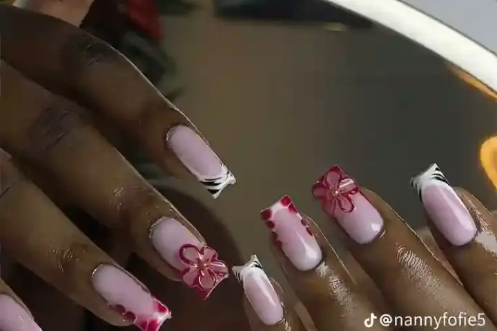 Gel nail polish being applied on fingernails