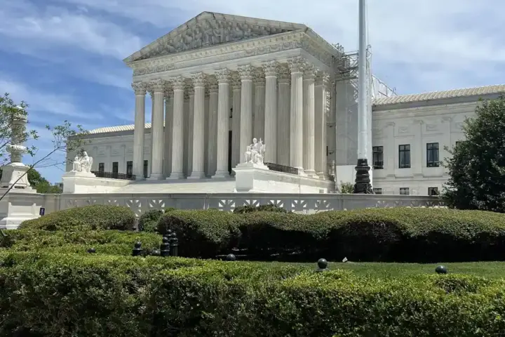 The west facade of the United States Supreme Court building in Washington, DC.