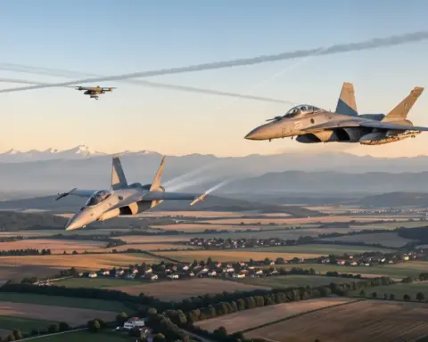 Spanish NATO F-18 Hornet patrols Romanian airspace during enhanced Air Policing mission, August 2026.