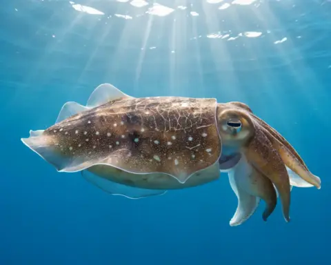 Giant cuttlefish swimming in ocean water